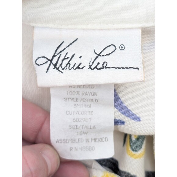 Kathie Lee Graphic Pumpkin Patch Fall Short Sleeve Button Shirt Blouse Size L/XL - Picture 2 of 8